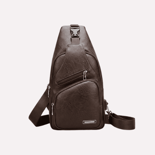 Sacoche homme "Sling" Vintage en Cuir Microfibre avec Port USB