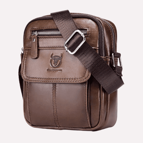 Petite Sacoche Bandoulière Homme en Cuir Véritable Vintage