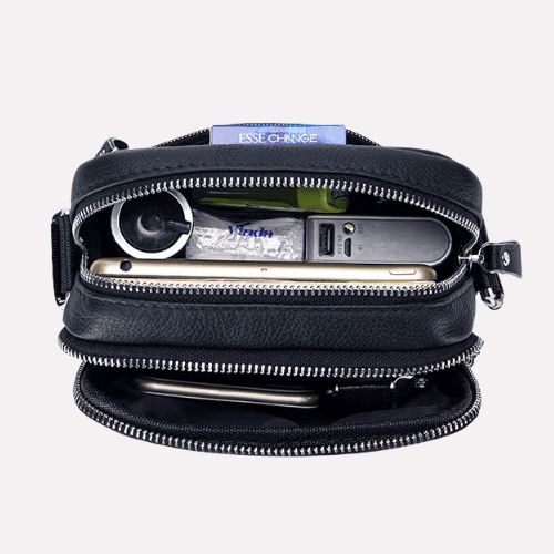 Petite Sacoche Bandoulière Homme en Cuir Véritable Vintage