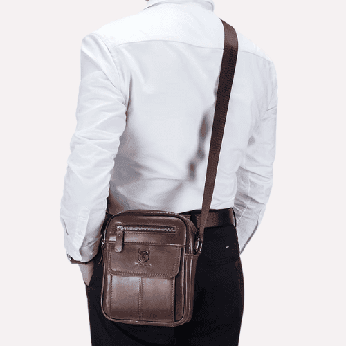 Petite Sacoche Bandoulière Homme en Cuir Véritable Vintage