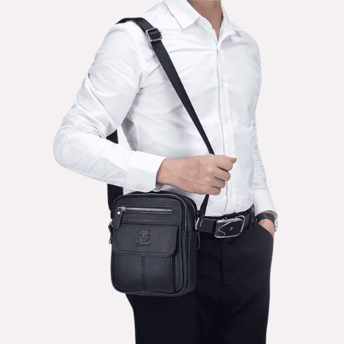 Petite Sacoche Bandoulière Homme en Cuir Véritable Vintage