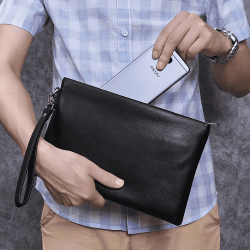 Pochette Enveloppe Homme en Cuir de Mouton et Vachette