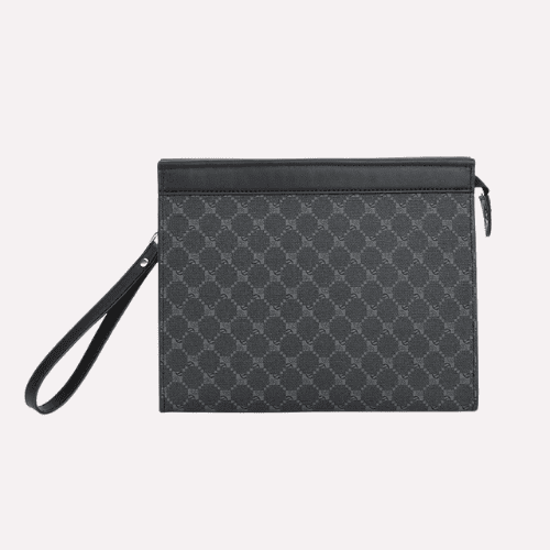 Pochette Homme Enveloppe à Motif Damier Noir