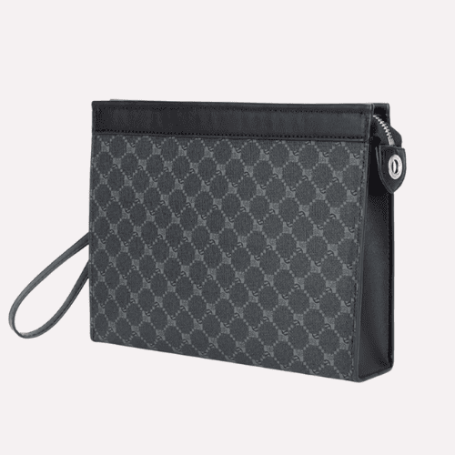 Pochette Homme Enveloppe à Motif Damier Noir