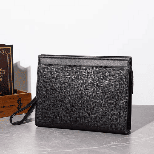 Pochette Homme Enveloppe à Motif Damier Noir