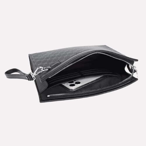 Pochette Homme Enveloppe à Motif Damier Noir