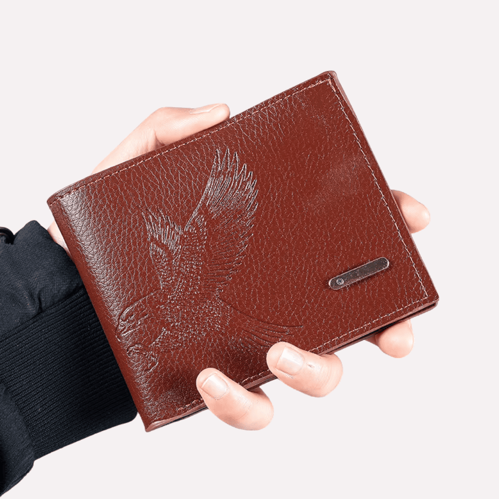 Portefeuille Homme Court Motif Aigle en PVC