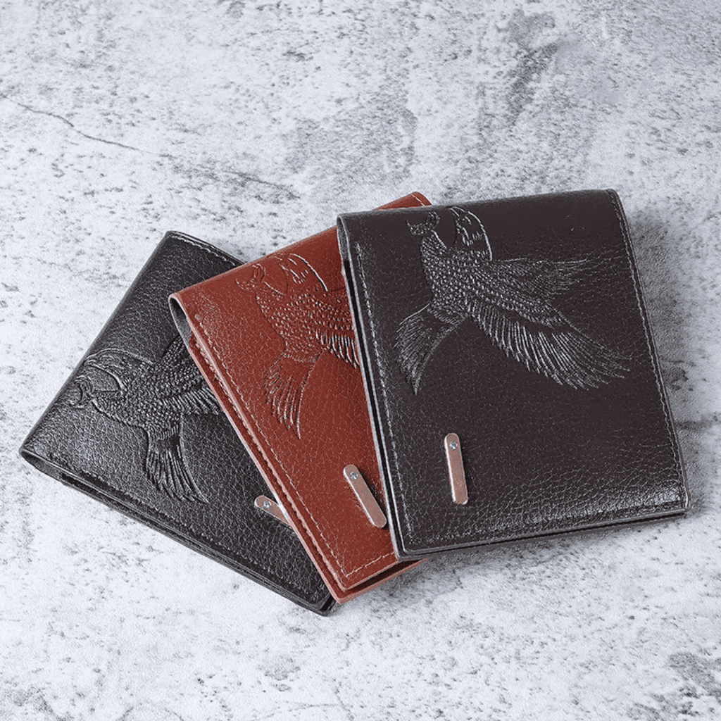 Portefeuille Homme Court Motif Aigle en PVC