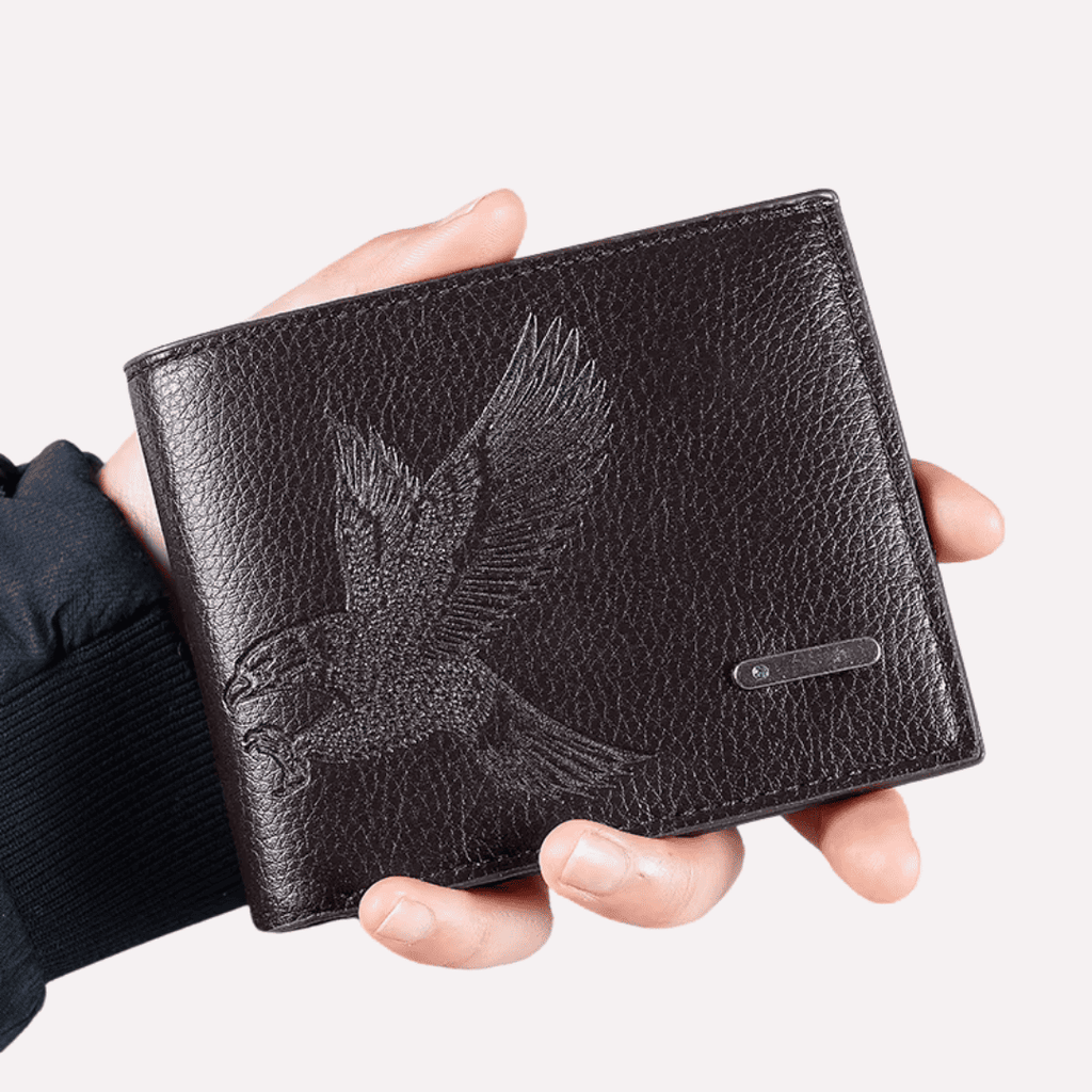 Portefeuille Homme Court Motif Aigle en PVC