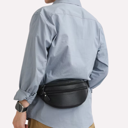 Sac Banane Homme en Cuir Véritable Grainé