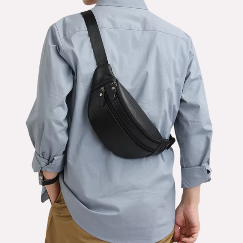 Sac Banane Homme en Cuir Véritable Grainé