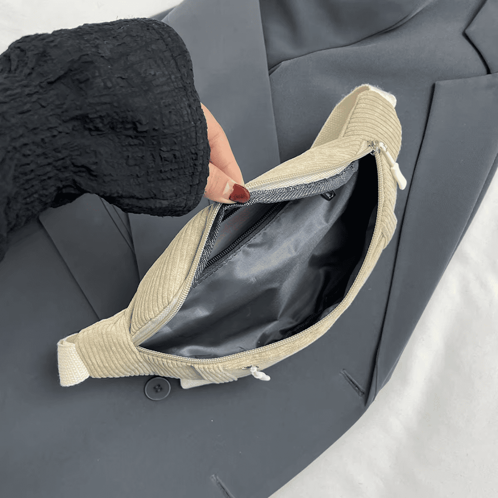 Sac Banane en Velours Côtelé - Bandoulière Ajustable