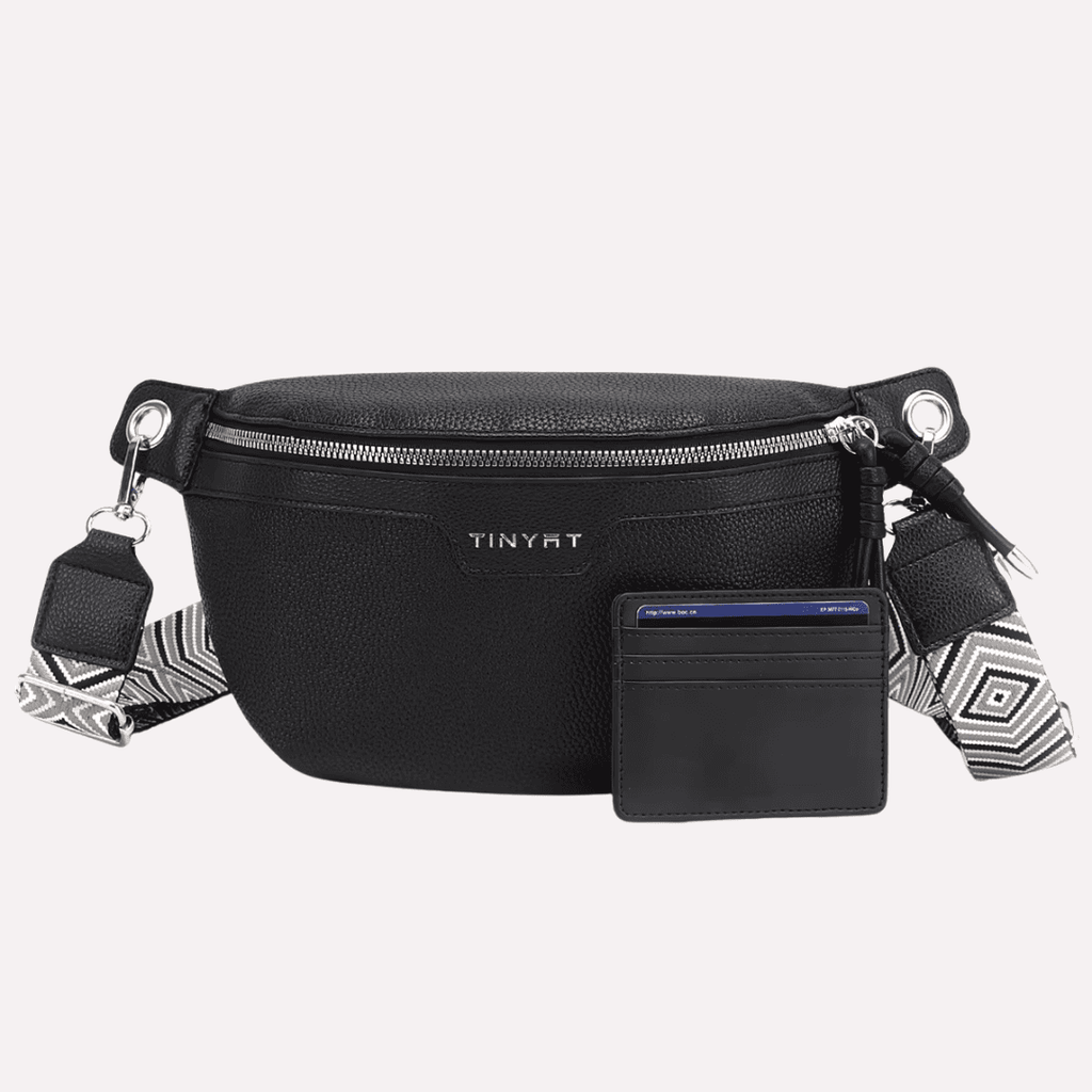 Set Sac Banane Femme avec Bandoulière et Porte-cartes - Noir