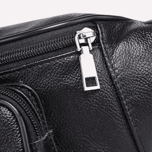 Sac Banane Homme en Cuir Noir Multipoches