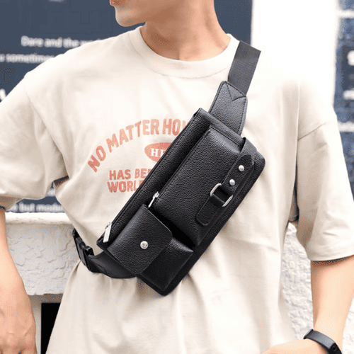 Sac Banane Multipoches en Polyuréthane Grainé