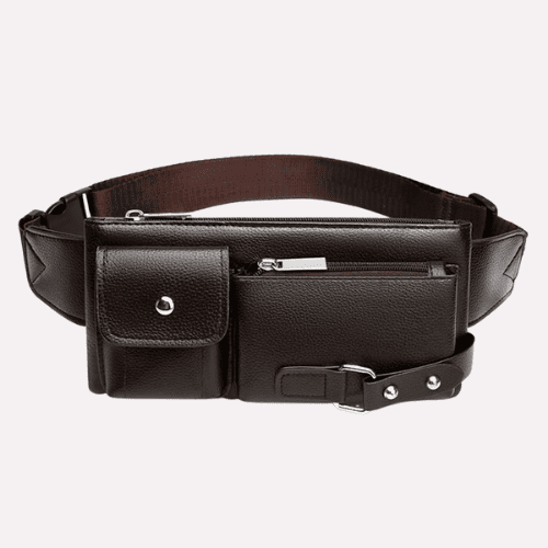 Sac Banane Multipoches en Cuir PU Grainé