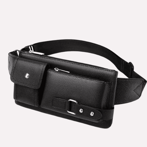 Sac Banane Multipoches en Cuir PU Grainé