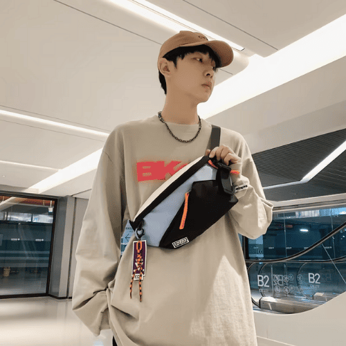 Sac Banane Streetwear Tricolore en Nylon Technique