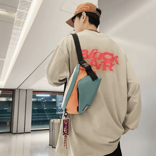 Sac Banane Streetwear Tricolore en Nylon Technique