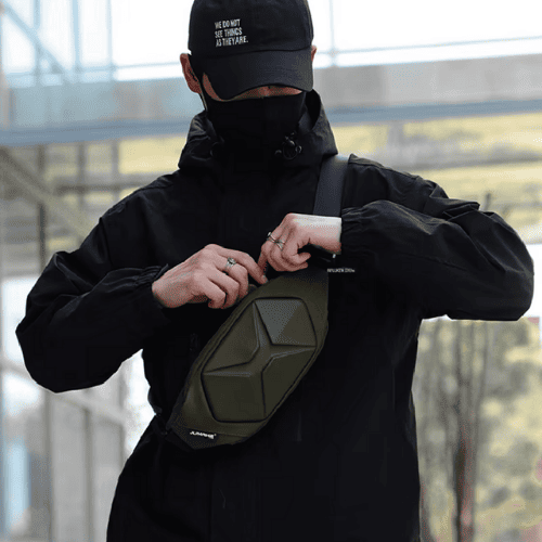 Sac Banane à Coque Rigide Géométrique Déperlant