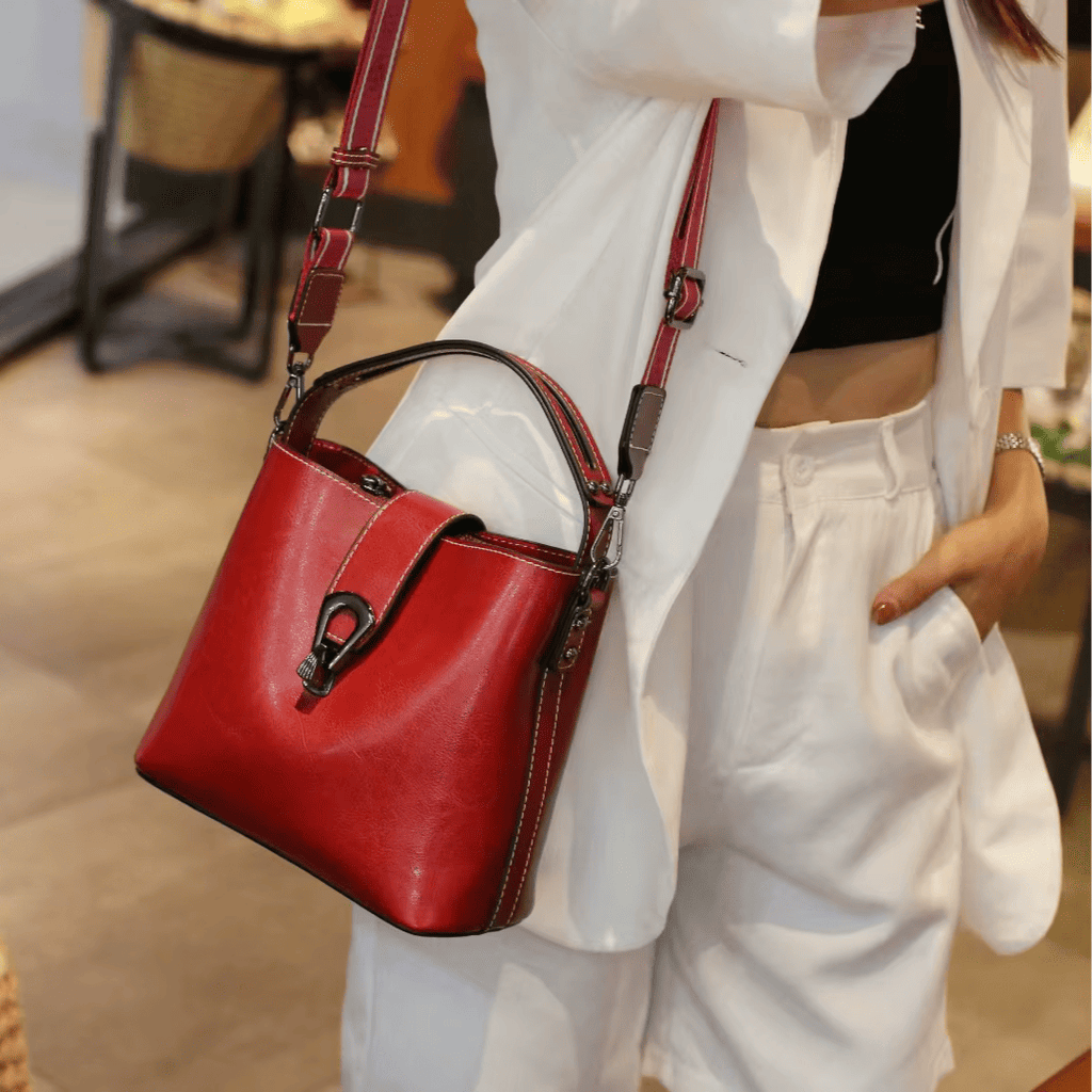 Sac Seau Femme Cuir de vachette Bandoulière Amovible
