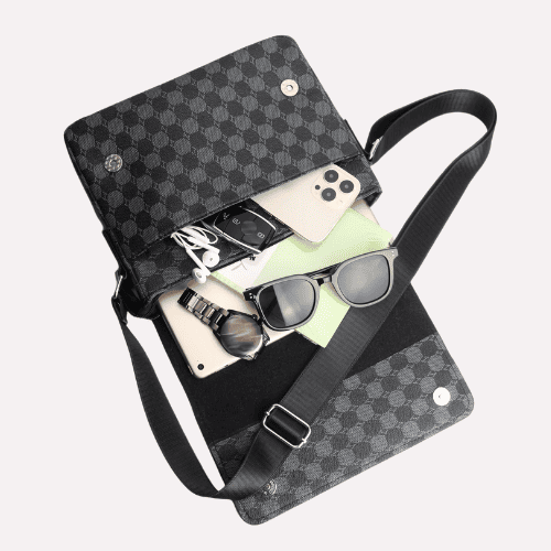 Sacoche Homme à Motif Damier (Gris ou Marron)