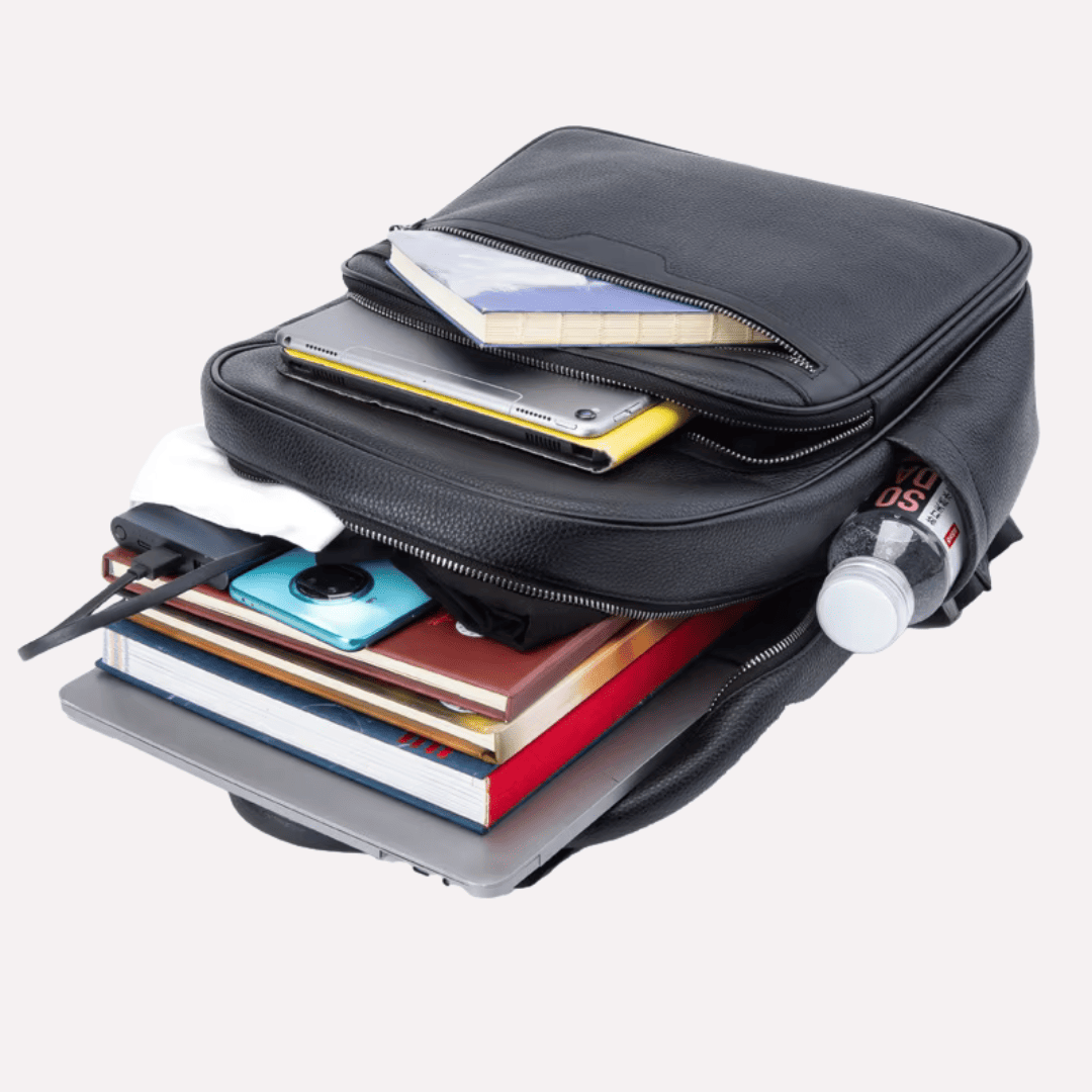 Sac à Dos Homme Ordinateur 15.6 Pouces Cuir de Vachette