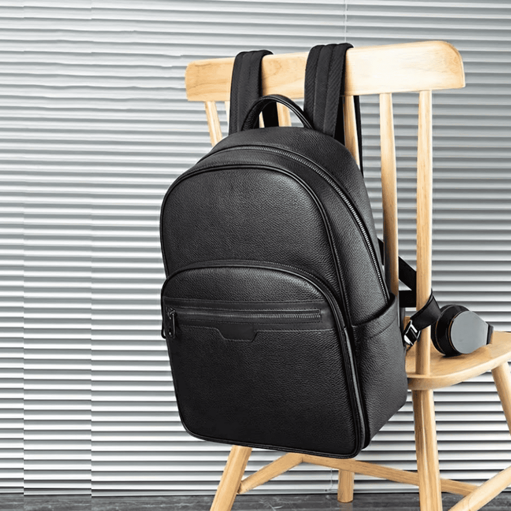 Sac à Dos Homme Ordinateur 15.6 Pouces Cuir de Vachette