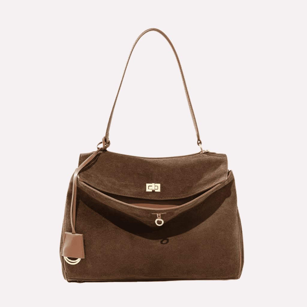 Sac à Main Femme Bandoulière Aspect Daim - Cuir de Vachette