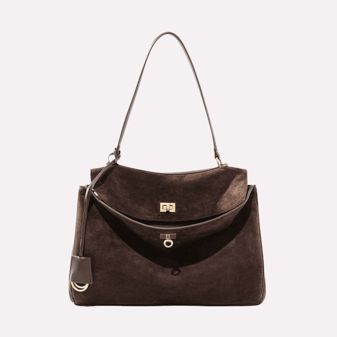 Sac à Main Femme Bandoulière Aspect Daim - Cuir de Vachette