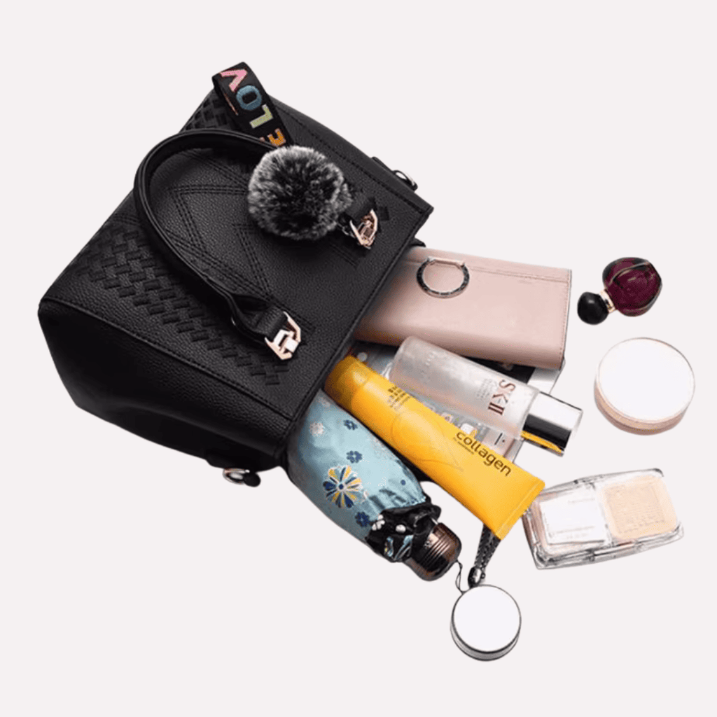 Sac à Main Femme Brodé avec Pompon - Cuir PU