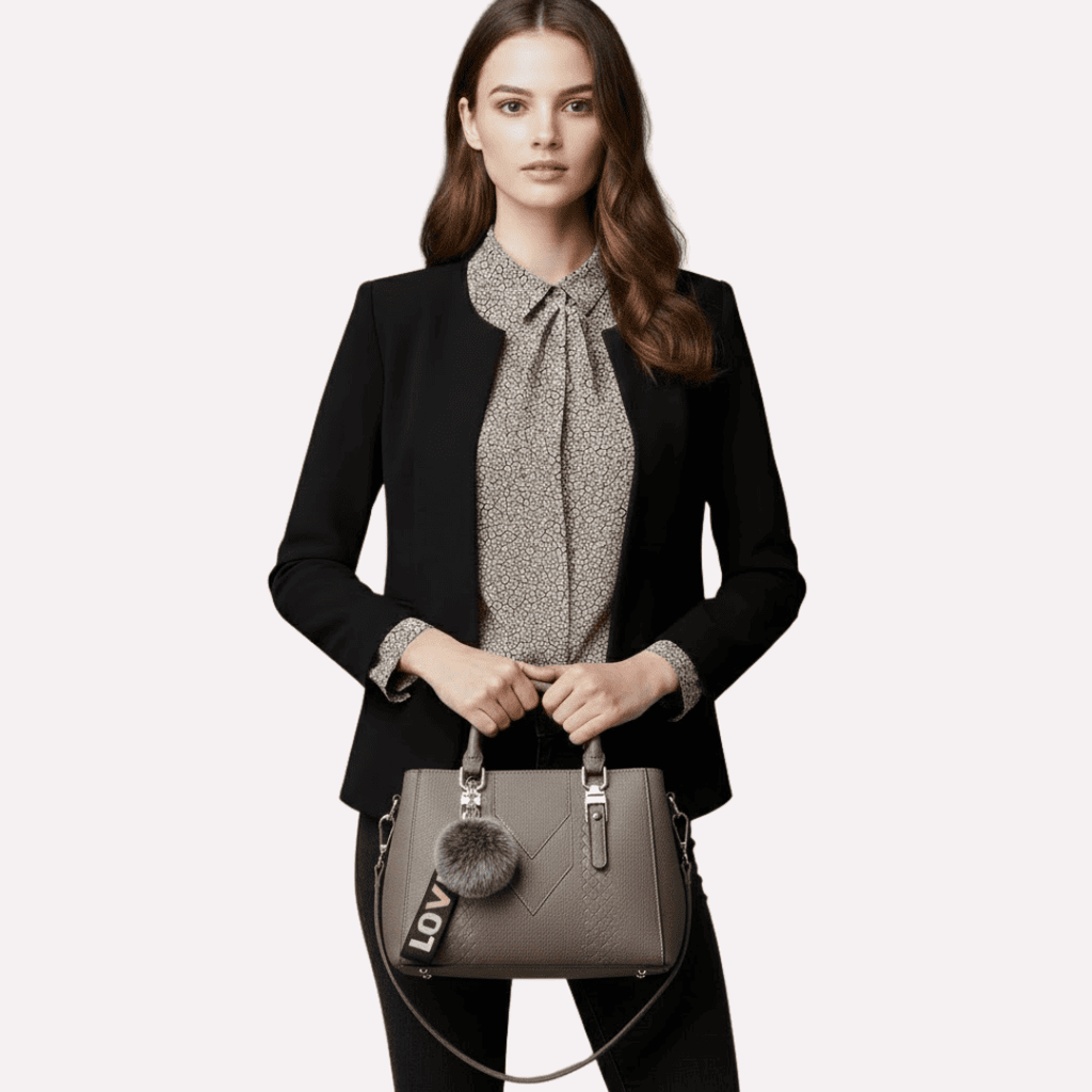 Sac à Main Femme Brodé avec Pompon - Cuir PU