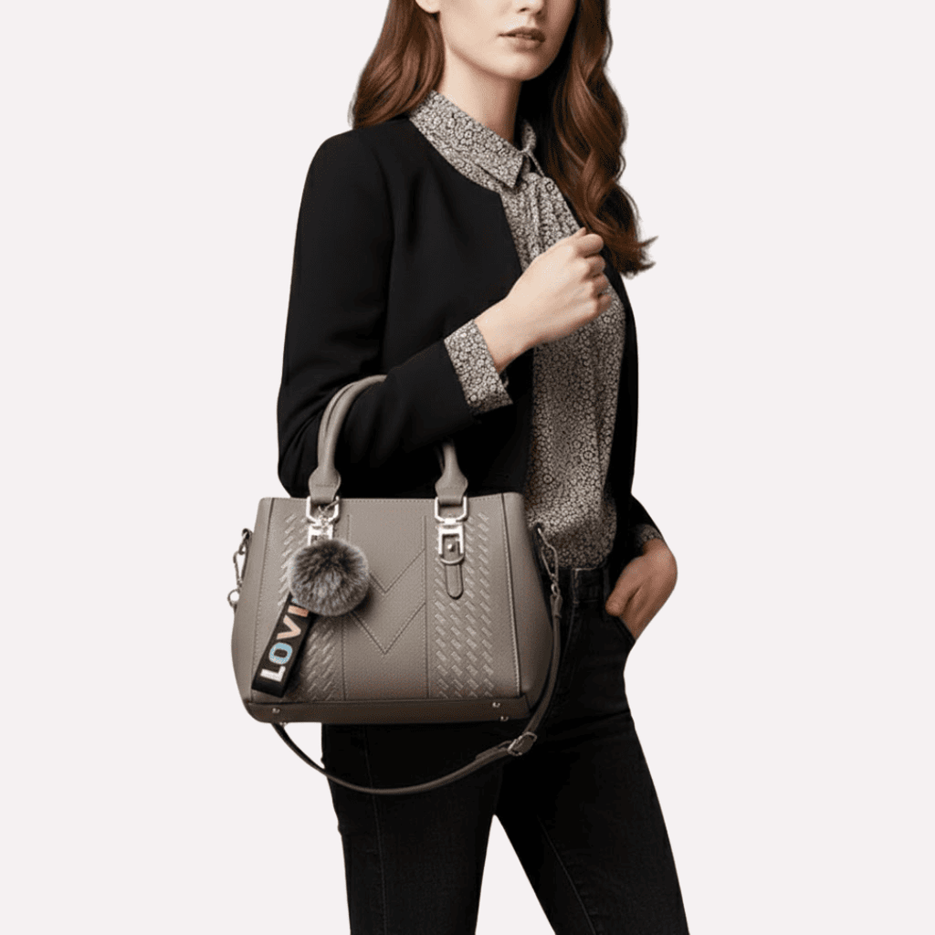 Sac à Main Femme Brodé avec Pompon - Cuir PU