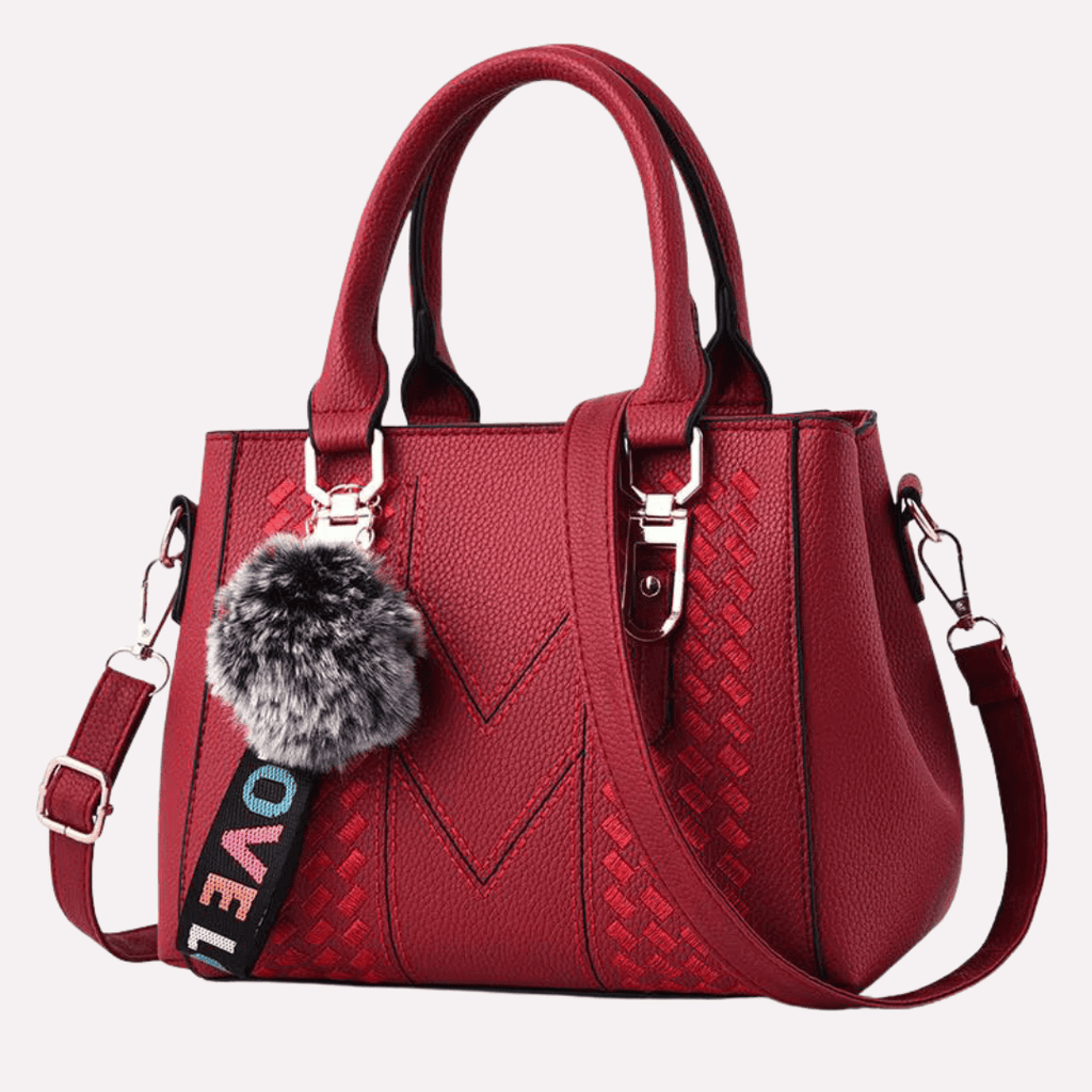 Sac à Main Femme Brodé avec Pompon - Cuir PU