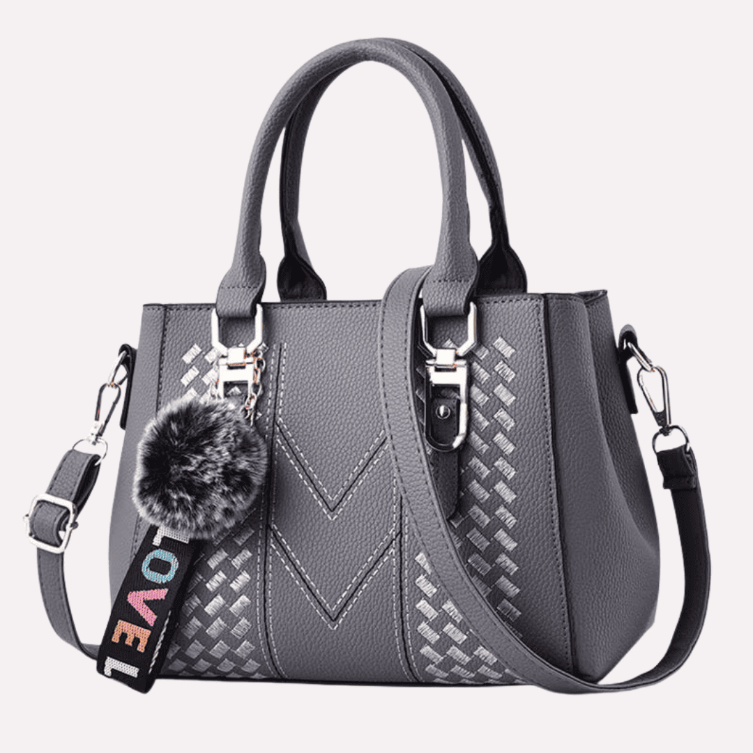 Sac à Main Femme Brodé avec Pompon - Cuir PU