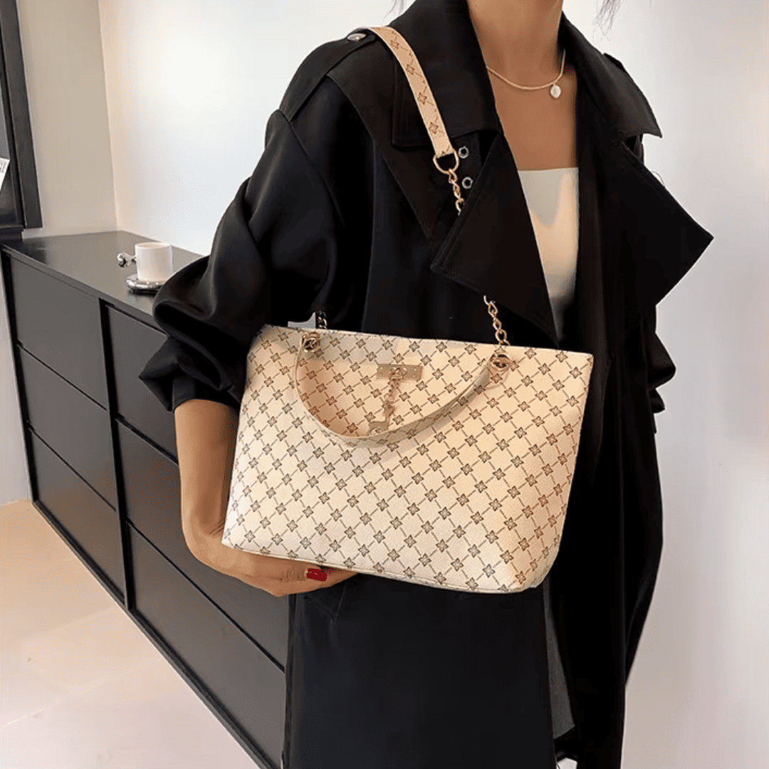 Sac à Main Femme Cabas Géométrique - Détails Dorés