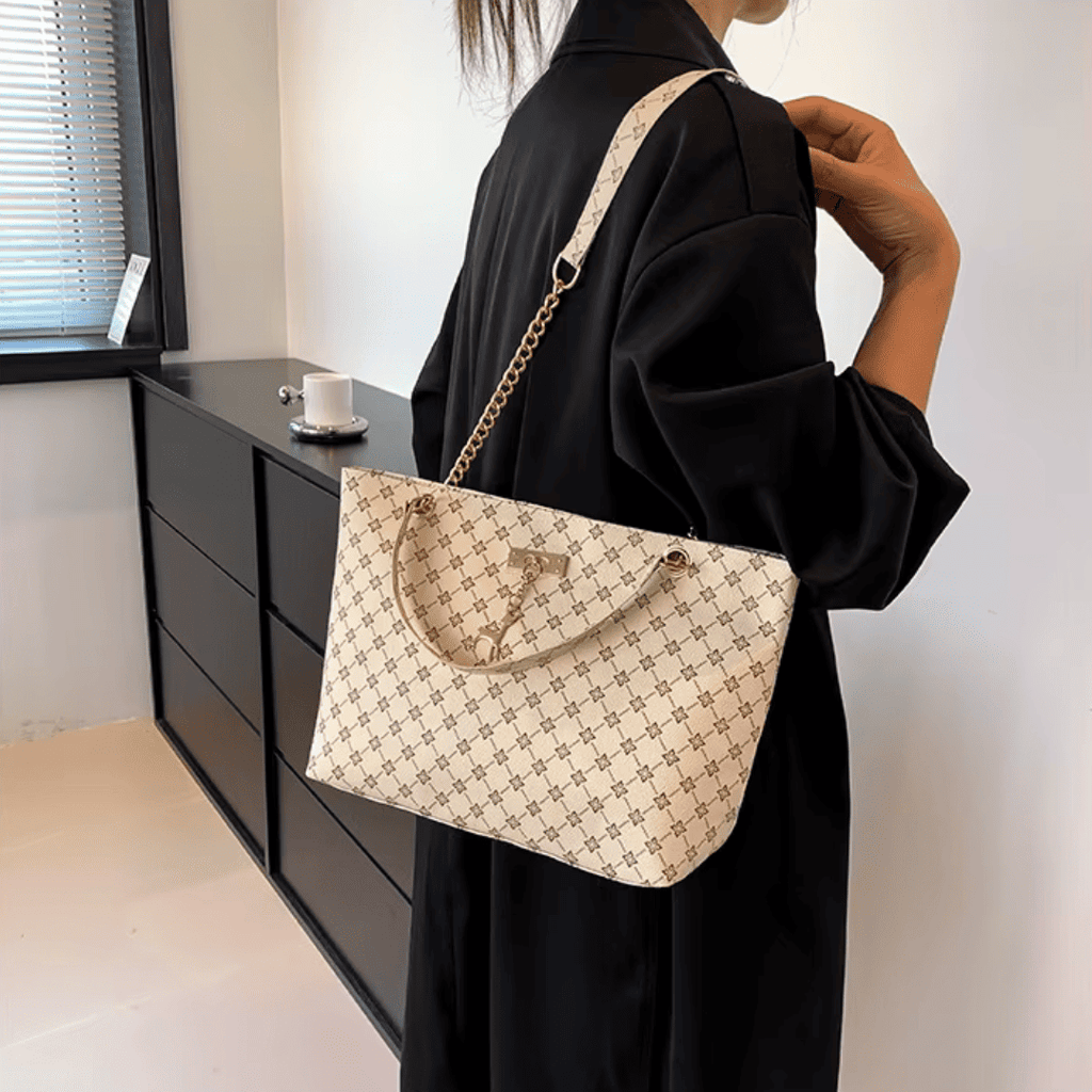 Sac à Main Femme Cabas Géométrique - Détails Dorés