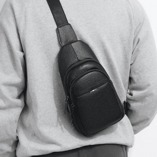 Sacoche Homme en Cuir Grainé Bandoulière