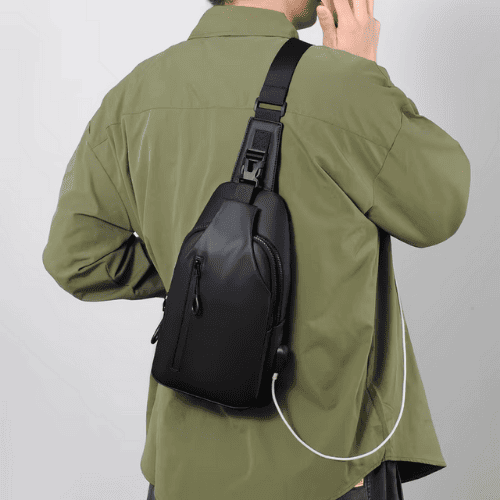 Sacoche Homme en PVC Déperlant & Port USB