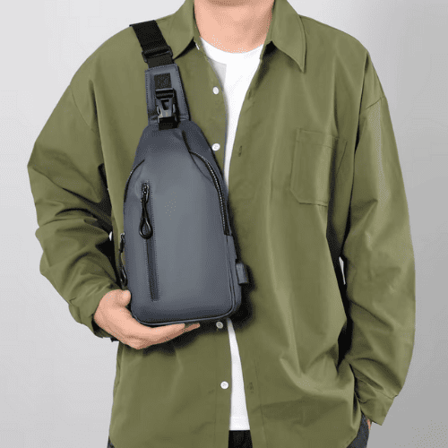 Sacoche Homme en PVC Déperlant & Port USB