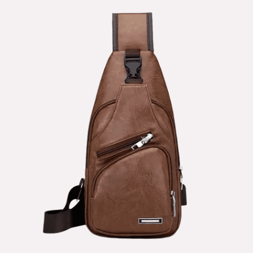 Sacoche homme "Sling" Vintage en Polyuréthane avec Port USB