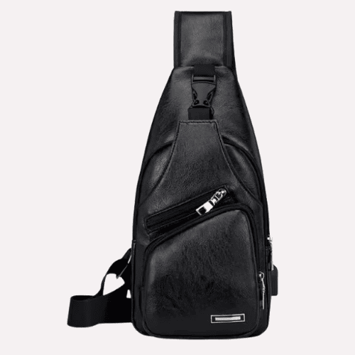 Sacoche homme "Sling" Vintage en Polyuréthane avec Port USB