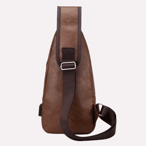 Sacoche homme "Sling" Vintage en Cuir Microfibre avec Port USB